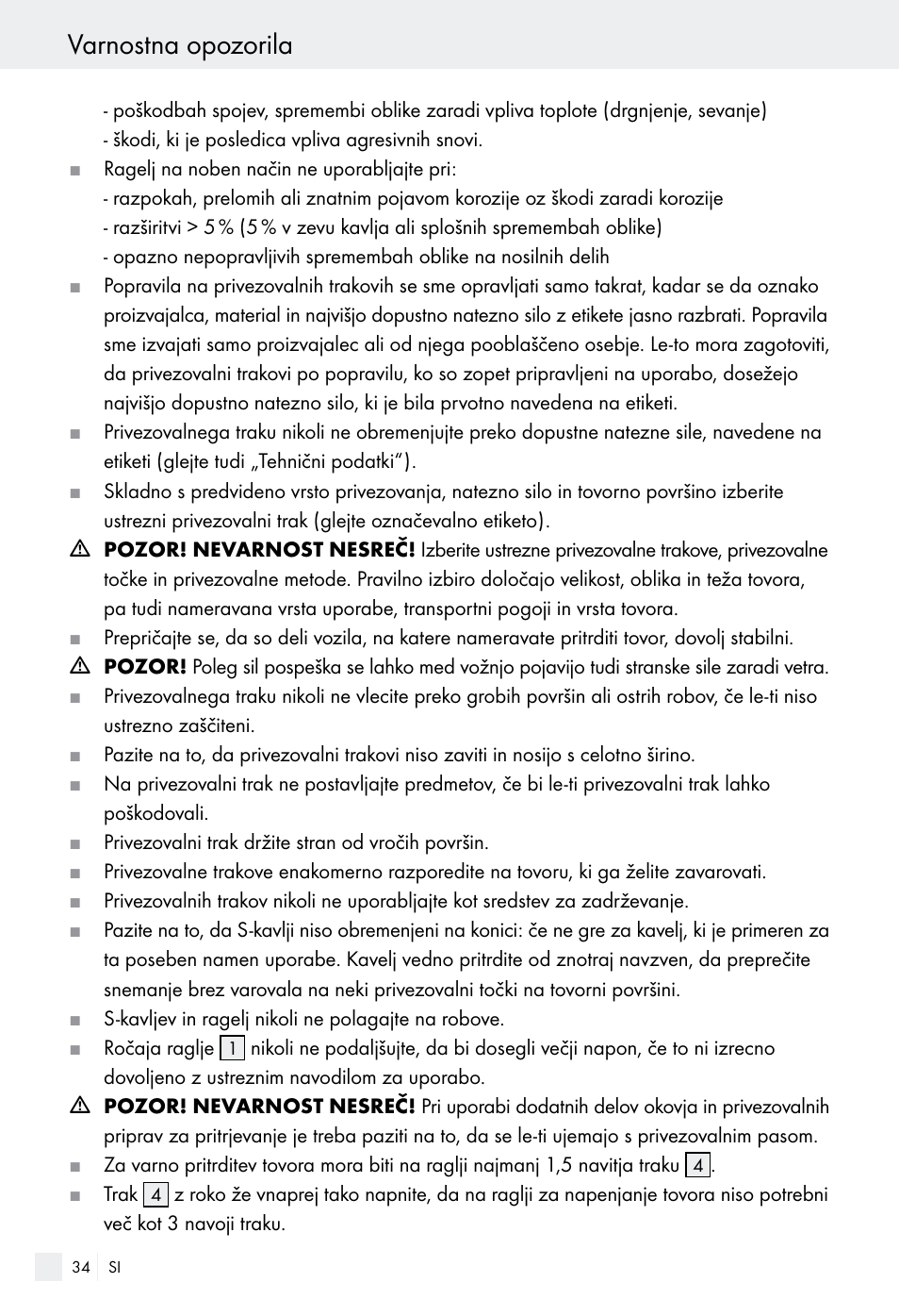 Varnostna opozorila | Powerfix Z28970-01 User Manual | Page 34 / 65