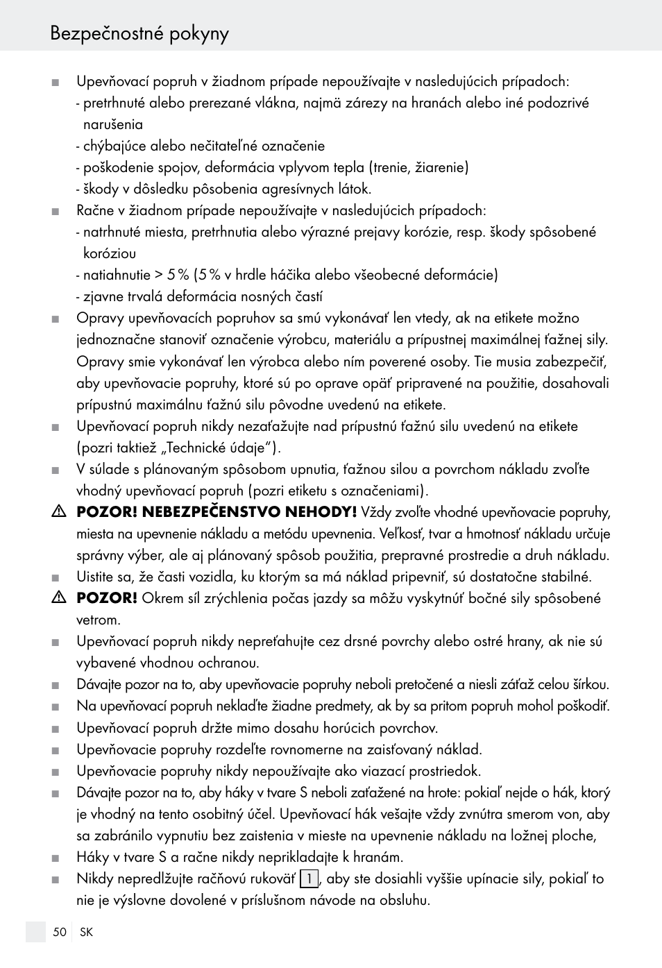 Bezpečnostné pokyny | Powerfix Z28970-01 User Manual | Page 50 / 65