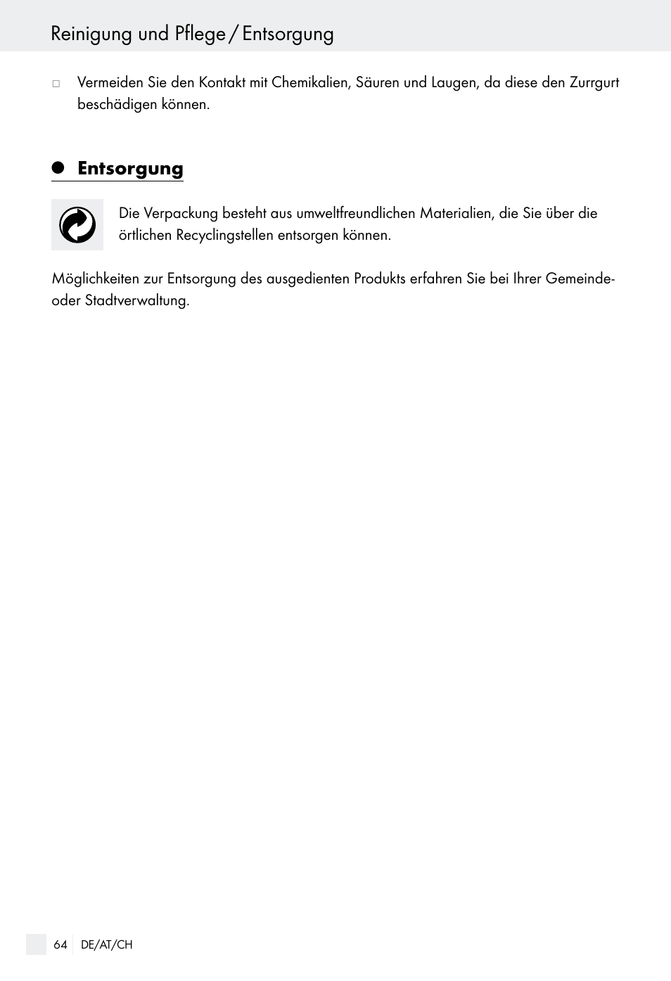 Reinigung und pflege / entsorgung, Entsorgung | Powerfix Z28970-01 User Manual | Page 64 / 65