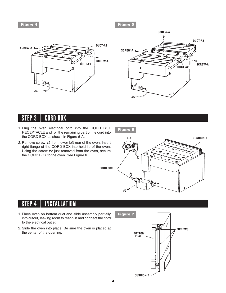 Step 3 cord box, Step 4 installation | Dacor AOCTK27 User Manual | Page 3 / 4
