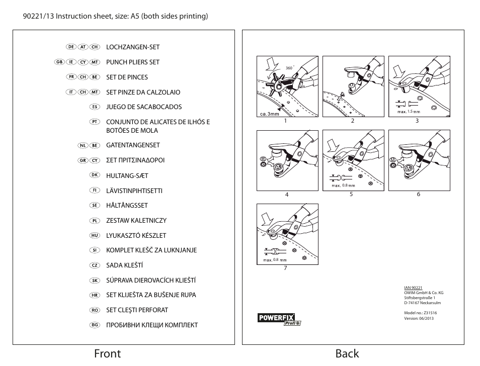 Powerfix Z31516 User Manual | 1 page