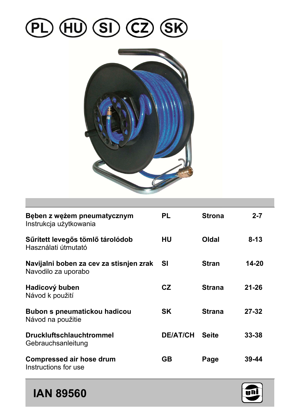 Powerfix Air Compressor Hose Reel User Manual | 46 pages