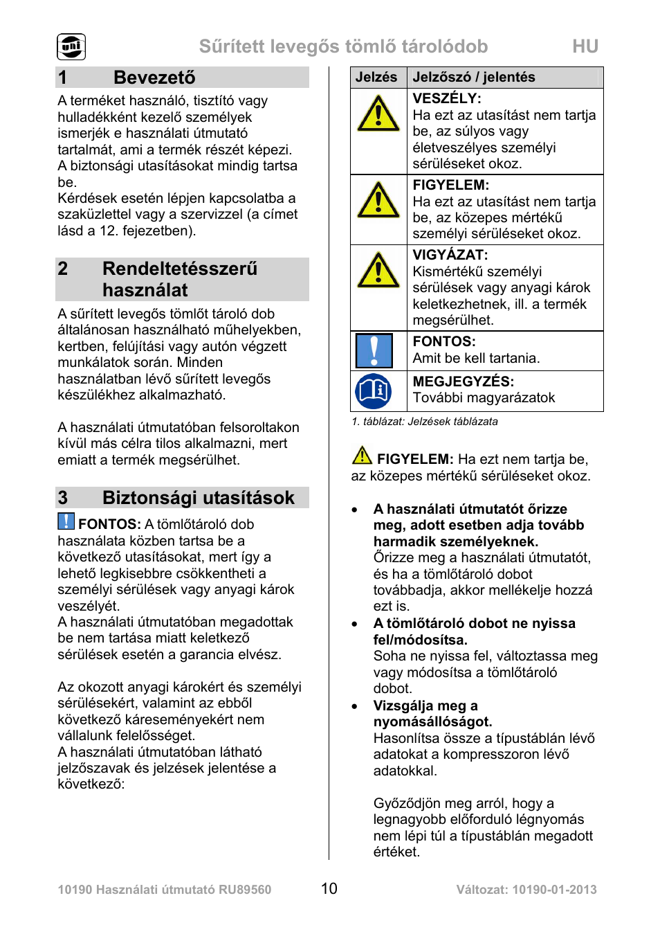 Sűrített levegős tömlő tárolódob hu, 1 bevezető, 2 rendeltetésszerű használat | 3 biztonsági utasítások | Powerfix Air Compressor Hose Reel User Manual | Page 10 / 46