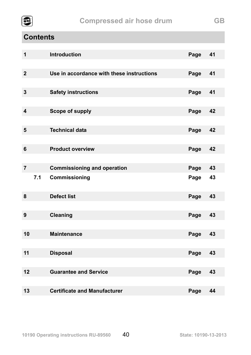 Powerfix Air Compressor Hose Reel User Manual | Page 40 / 46