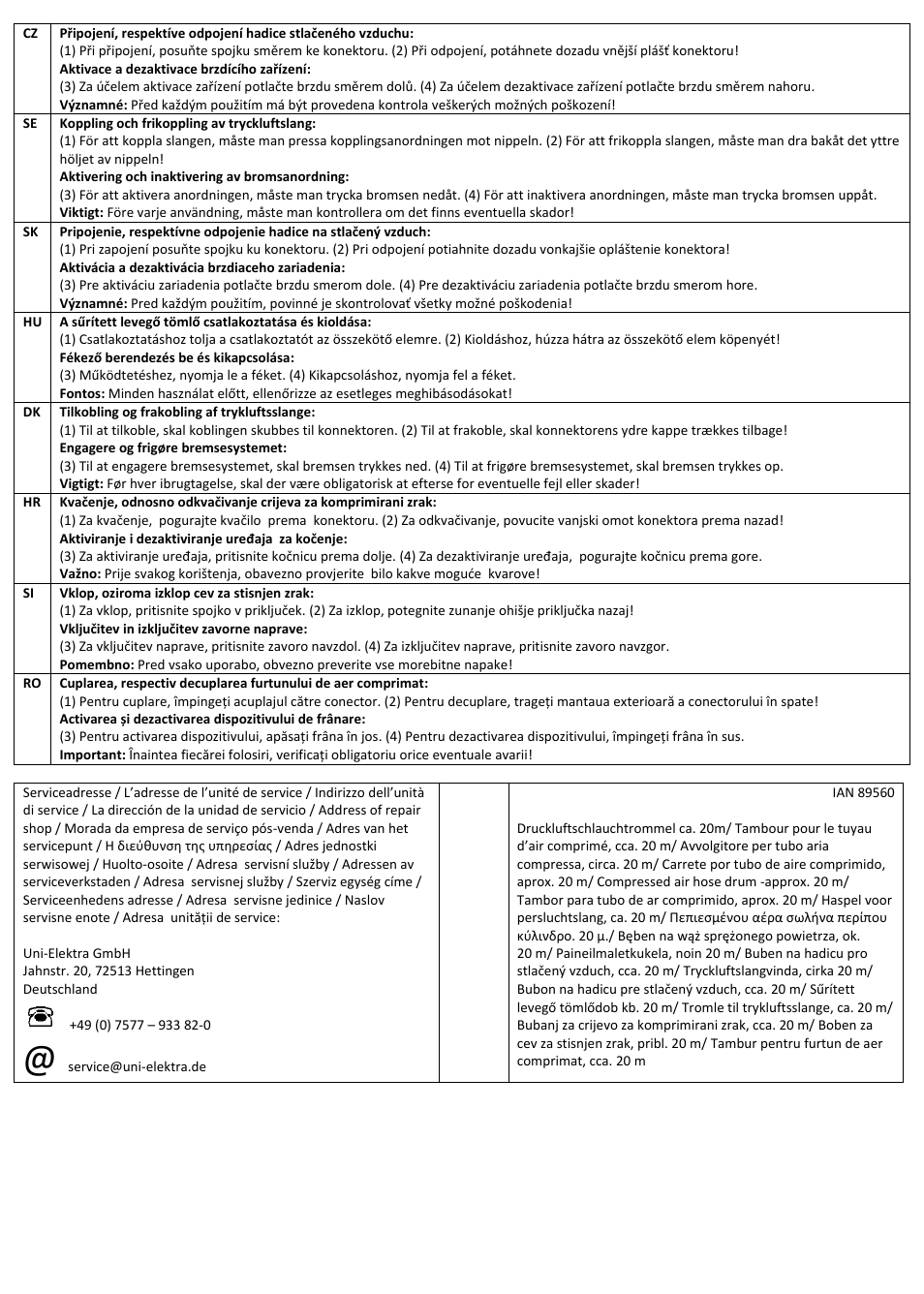 Powerfix Air Compressor Hose Reel User Manual | Page 46 / 46