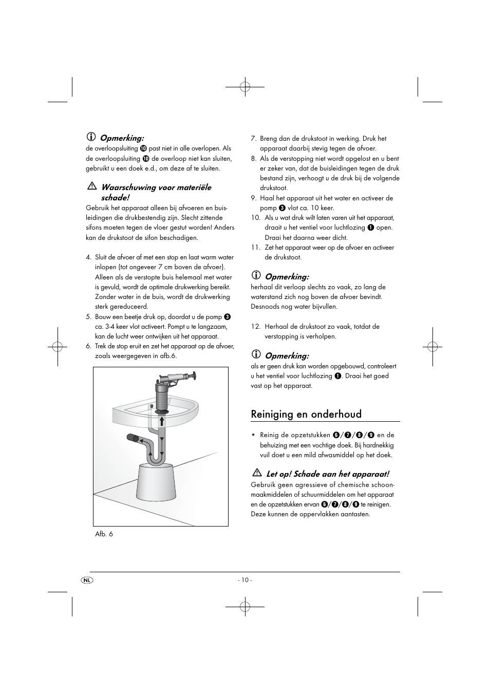 Reiniging en onderhoud, Opmerking, Waarschuwing voor materiële schade | Let op! schade aan het apparaat | Powerfix PPR 4 B2 User Manual | Page 13 / 27