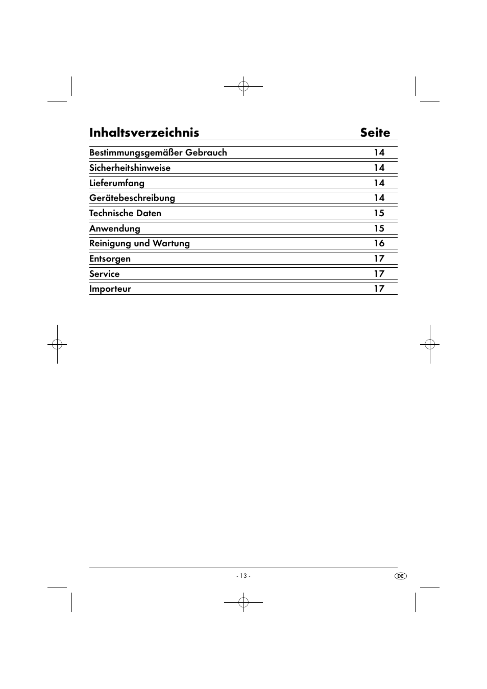 Inhaltsverzeichnis seite | Powerfix PPR 4 B2 User Manual | Page 16 / 27