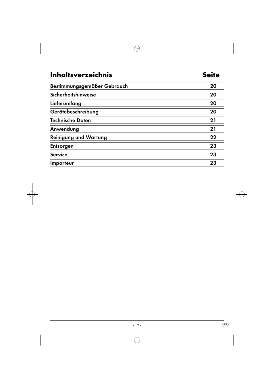 Inhaltsverzeichnis seite | Powerfix PPR 4 B2 User Manual | Page 22 / 27