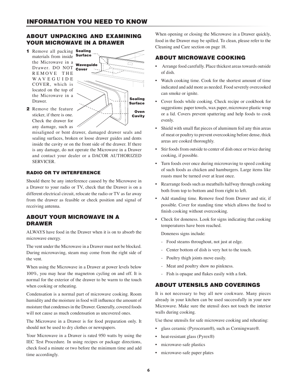 Information you need to know | Dacor PMD30 User Manual | Page 6 / 24