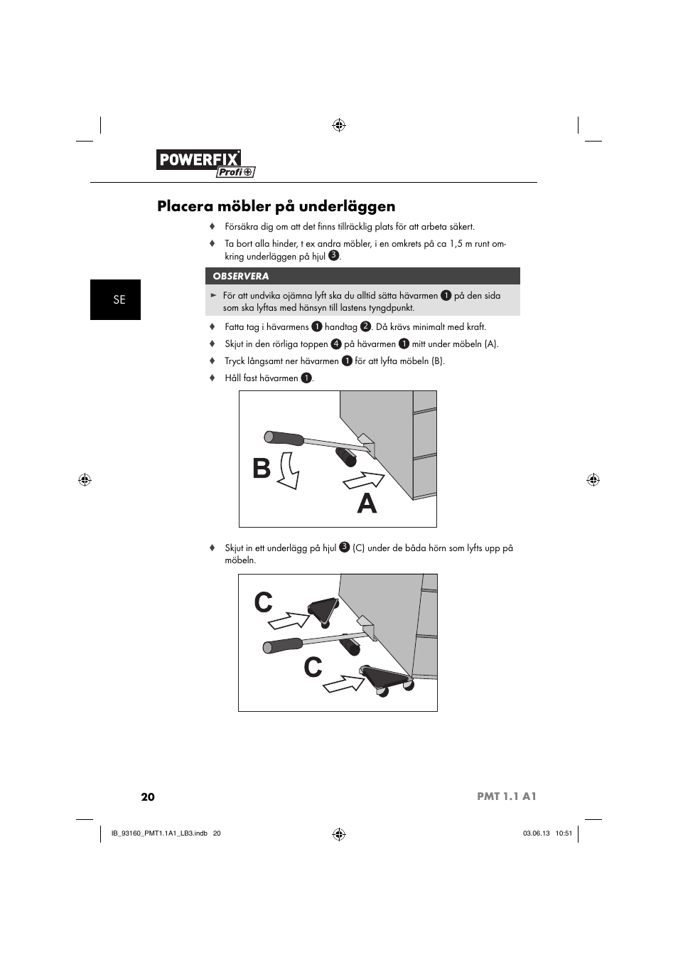 Placera möbler på underläggen | Powerfix PMT 1.1 A1 User Manual | Page 23 / 60