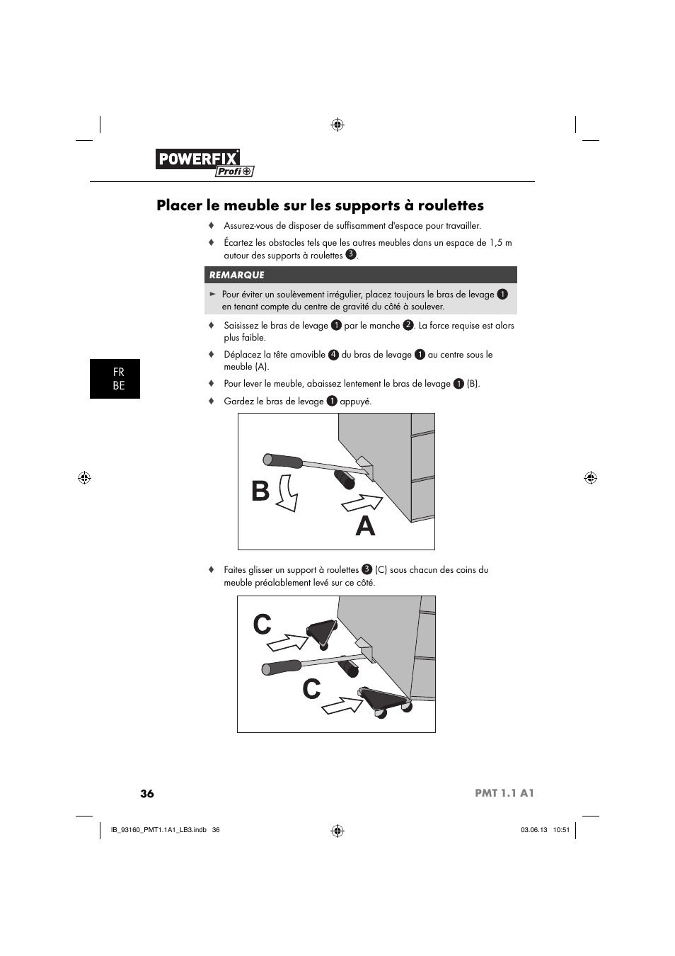 Placer le meuble sur les supports à roulettes | Powerfix PMT 1.1 A1 User Manual | Page 39 / 60