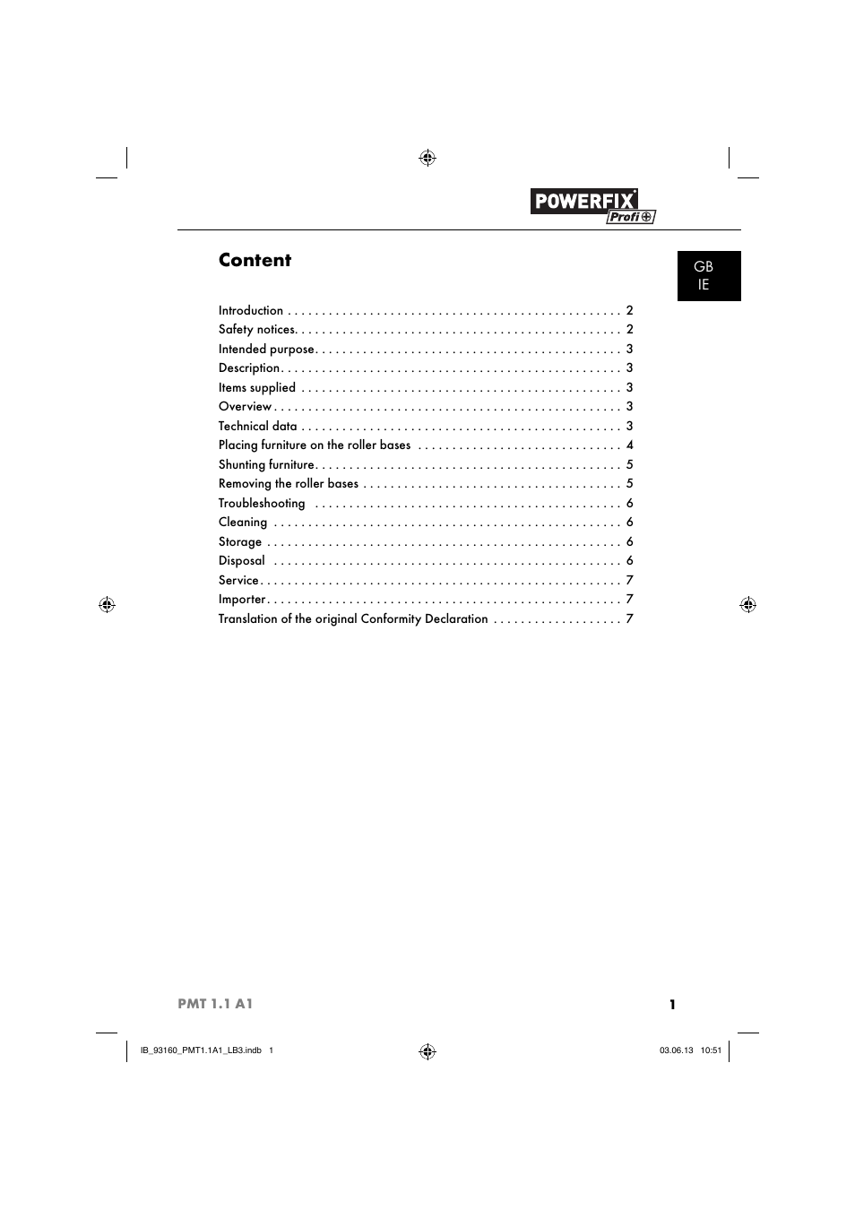 Content, Gb ie | Powerfix PMT 1.1 A1 User Manual | Page 4 / 60