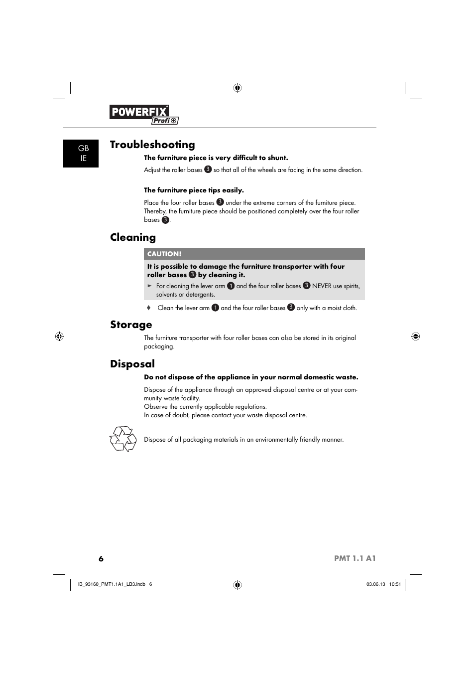 Troubleshooting, Cleaning, Storage | Disposal, Gb ie | Powerfix PMT 1.1 A1 User Manual | Page 9 / 60