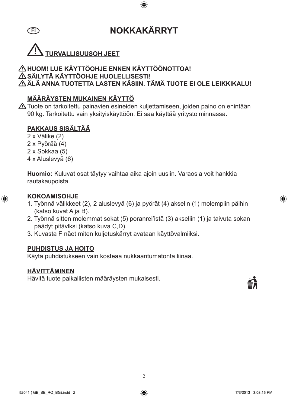 Nokkakärryt | Powerfix Z31229 User Manual | Page 3 / 12