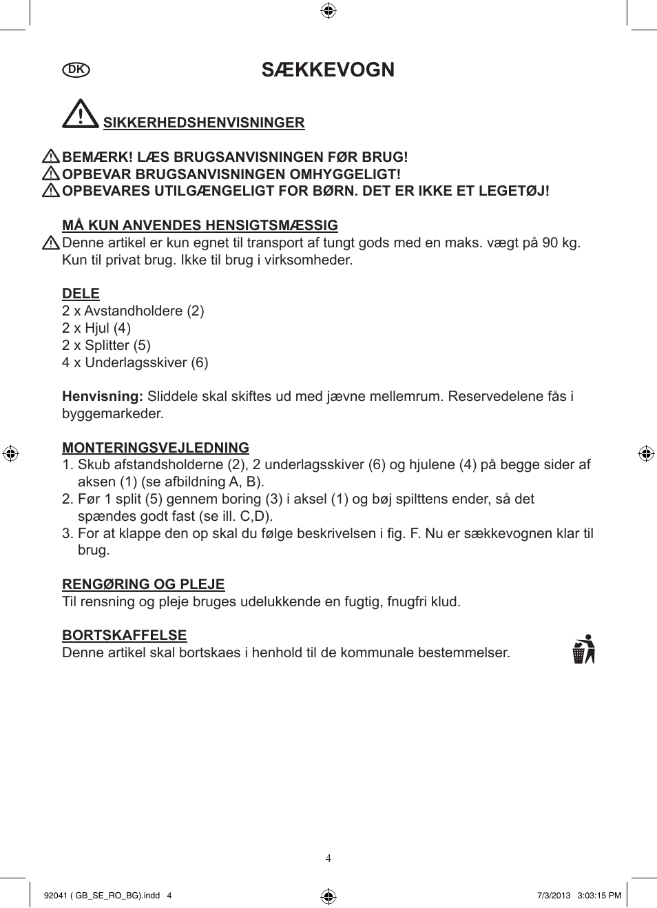 Sækkevogn | Powerfix Z31229 User Manual | Page 5 / 12