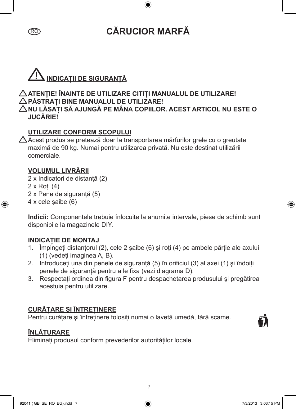 Cărucior marfă | Powerfix Z31229 User Manual | Page 8 / 12