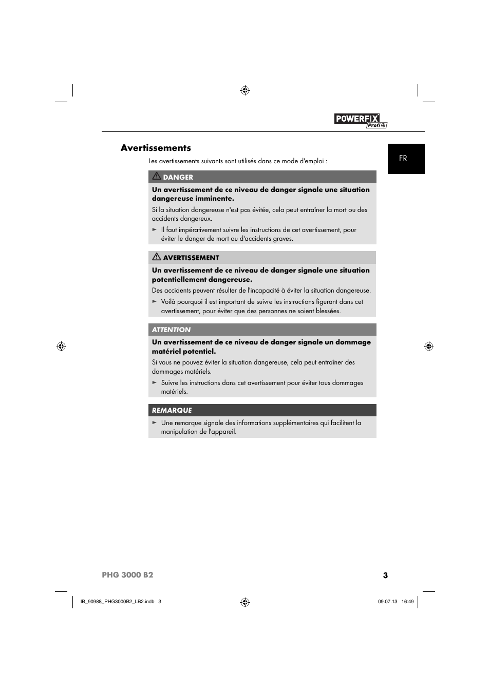 Avertissements | Powerfix PHG 2500 B2 User Manual | Page 6 / 40