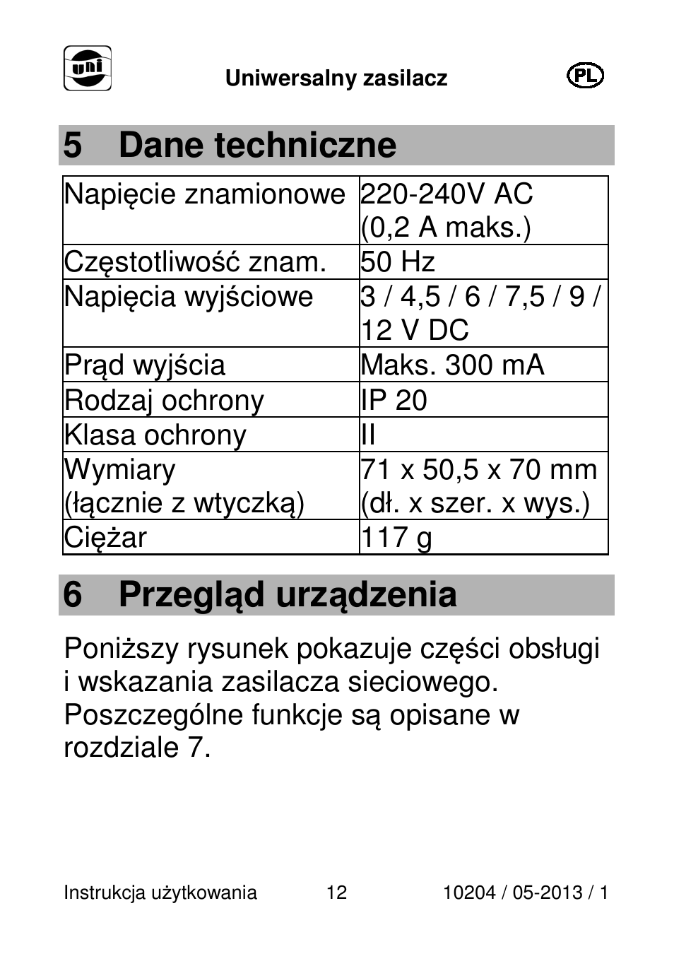 5 dane techniczne, 6 przegląd urządzenia | Powerfix Power Socket Switch User Manual | Page 12 / 87