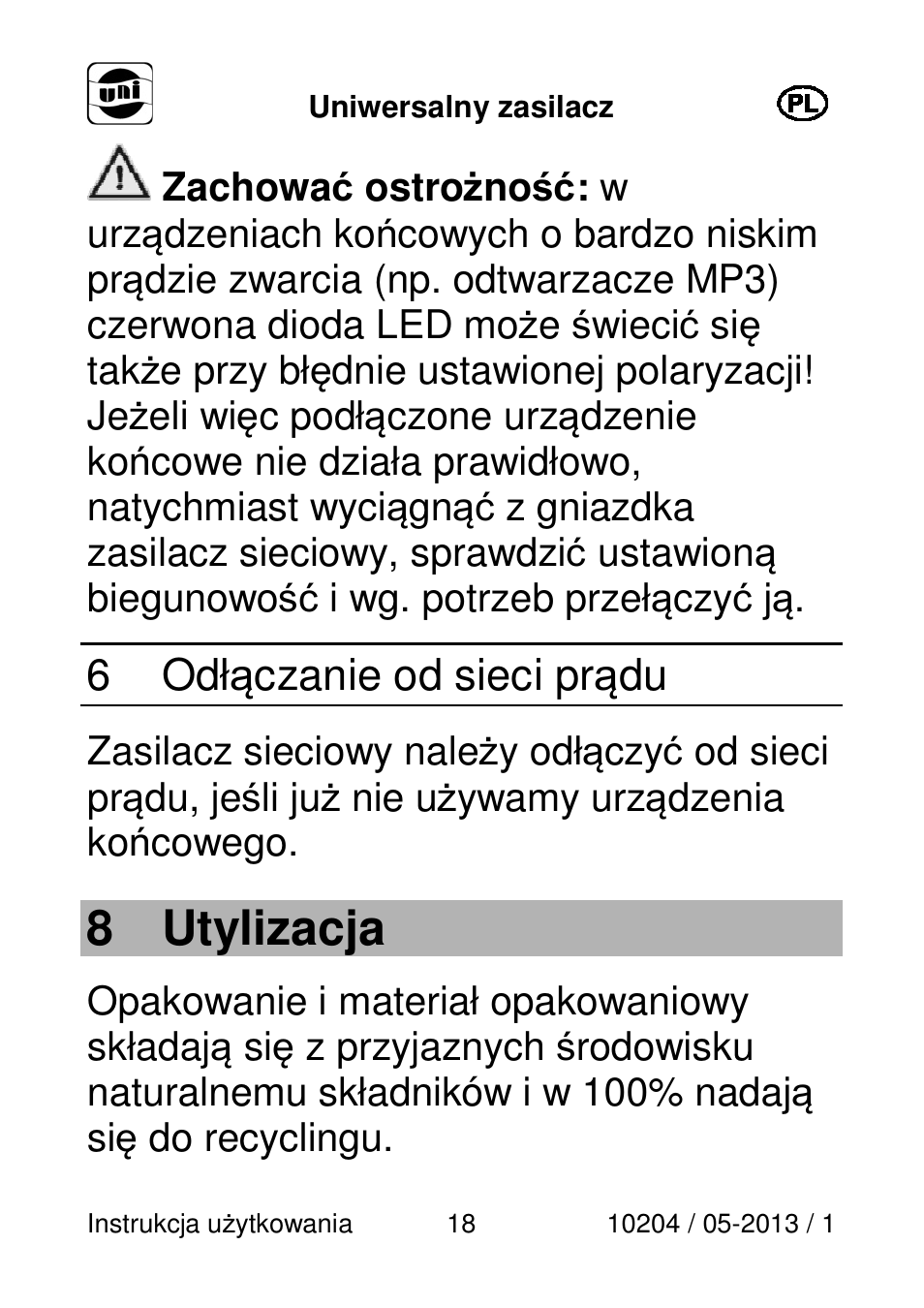 8 utylizacja, 6 odłączanie od sieci prądu | Powerfix Power Socket Switch User Manual | Page 18 / 87