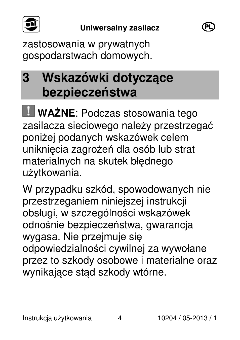 3 wskazówki dotyczące bezpieczeństwa | Powerfix Power Socket Switch User Manual | Page 4 / 87