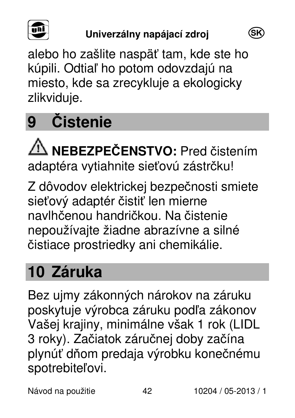 9 čistenie, 10 záruka | Powerfix Power Socket Switch User Manual | Page 42 / 87