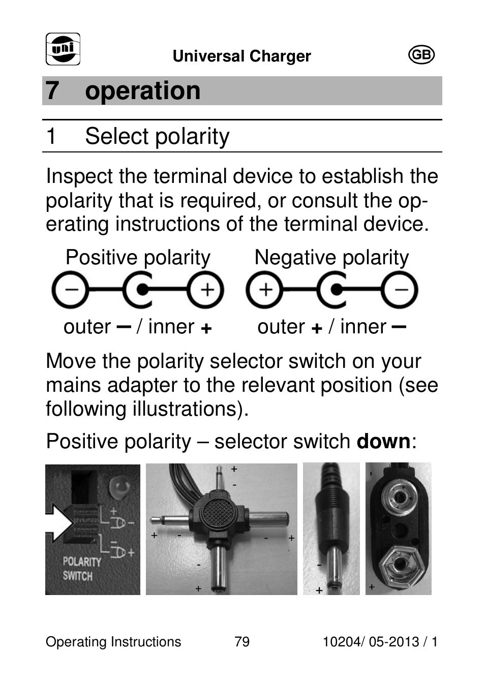 7 operation, 1 select polarity | Powerfix Power Socket Switch User Manual | Page 79 / 87
