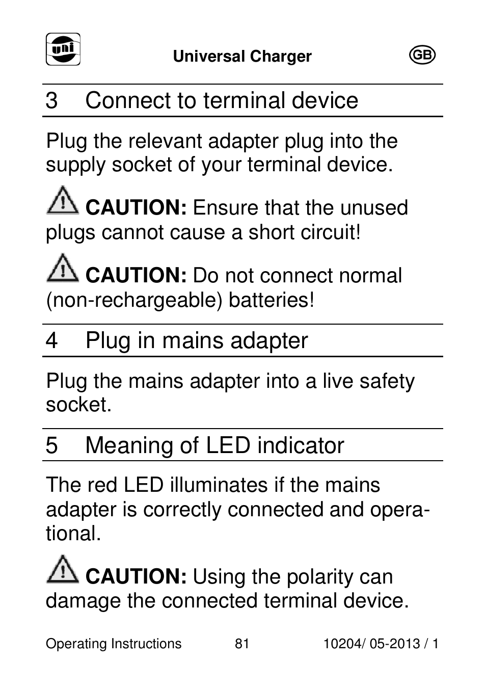 3 connect to terminal device, 4 plug in mains adapter, 5 meaning of led indicator | Powerfix Power Socket Switch User Manual | Page 81 / 87