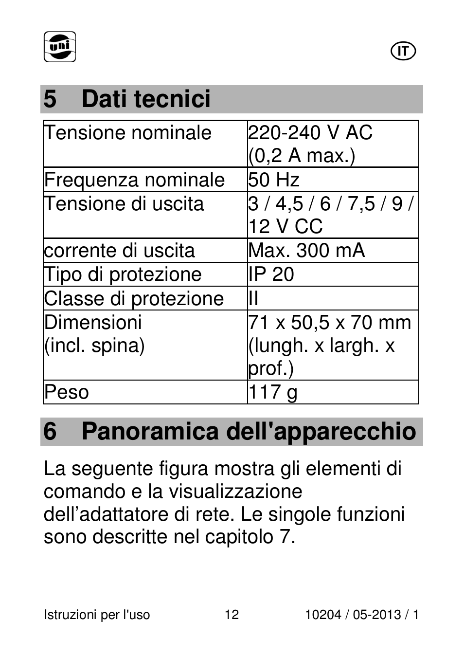 5 dati tecnici, 6 panoramica dell'apparecchio | Powerfix Power Socket Switch User Manual | Page 12 / 108