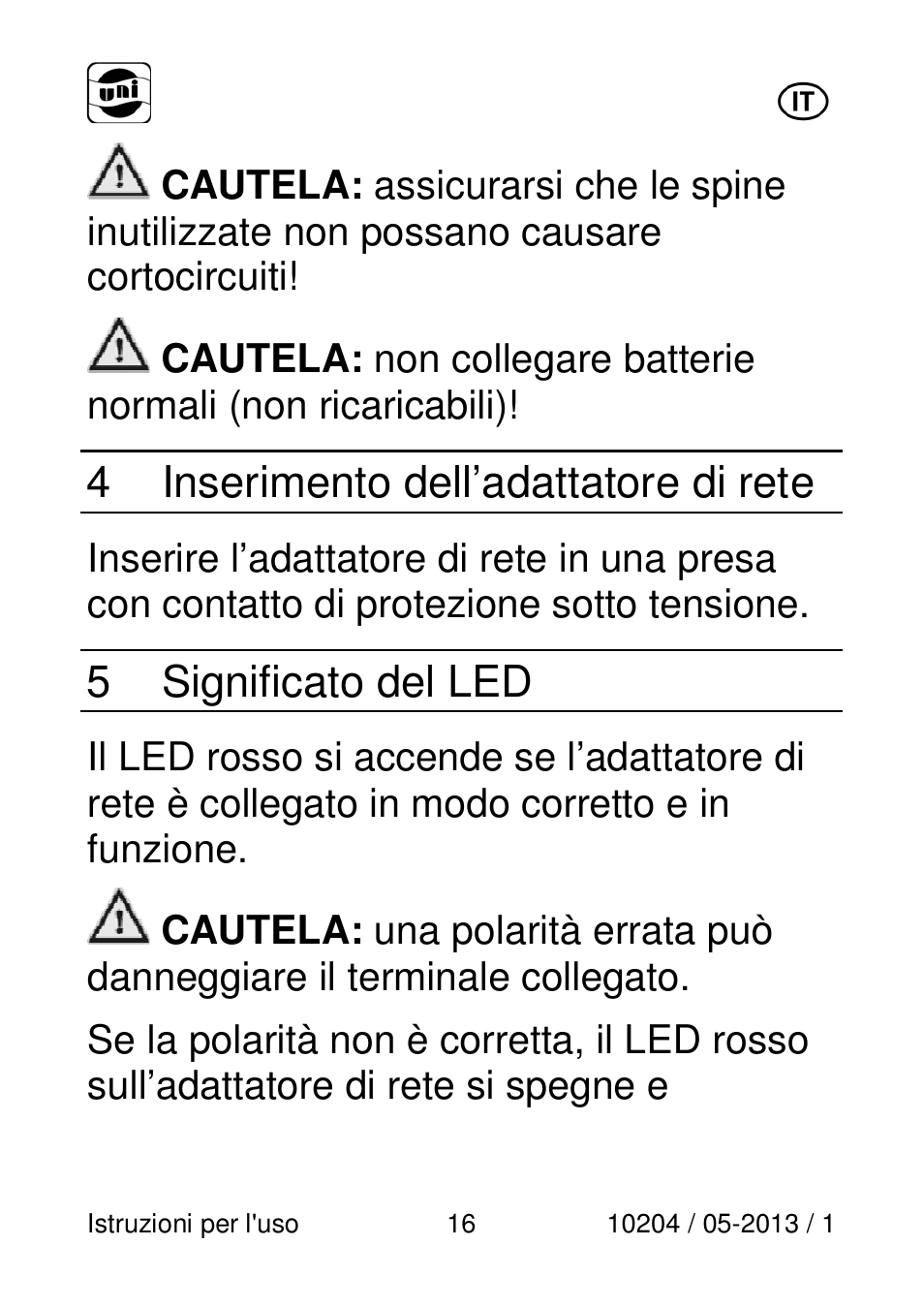4 inserimento dell’adattatore di rete, 5 significato del led | Powerfix Power Socket Switch User Manual | Page 16 / 108
