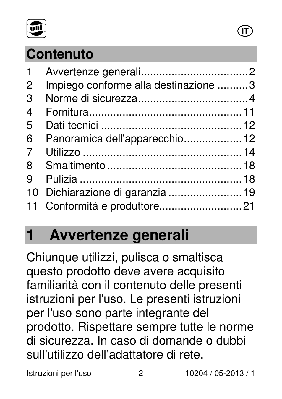 1 avvertenze generali | Powerfix Power Socket Switch User Manual | Page 2 / 108