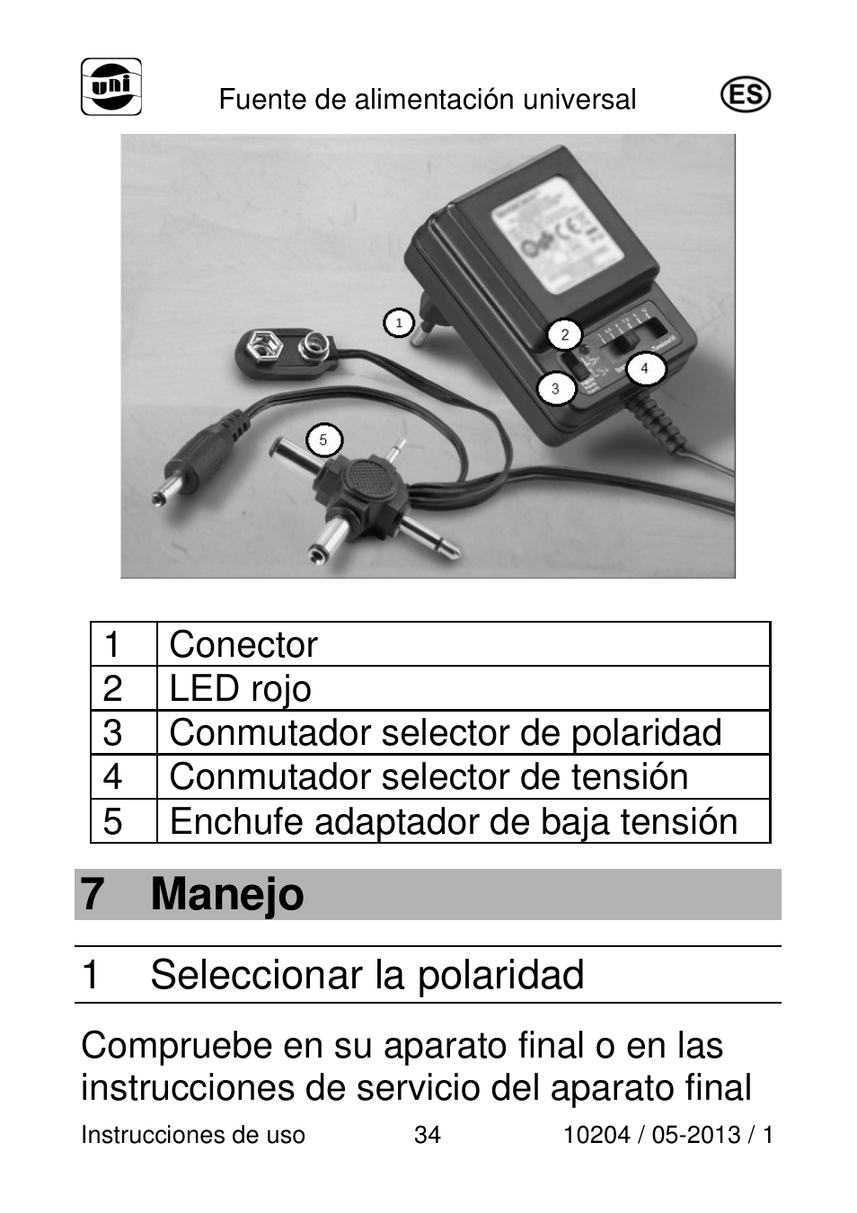 7 manejo, 1 seleccionar la polaridad | Powerfix Power Socket Switch User Manual | Page 34 / 108