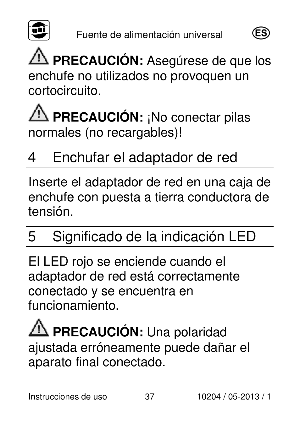 4 enchufar el adaptador de red, 5 significado de la indicación led | Powerfix Power Socket Switch User Manual | Page 37 / 108