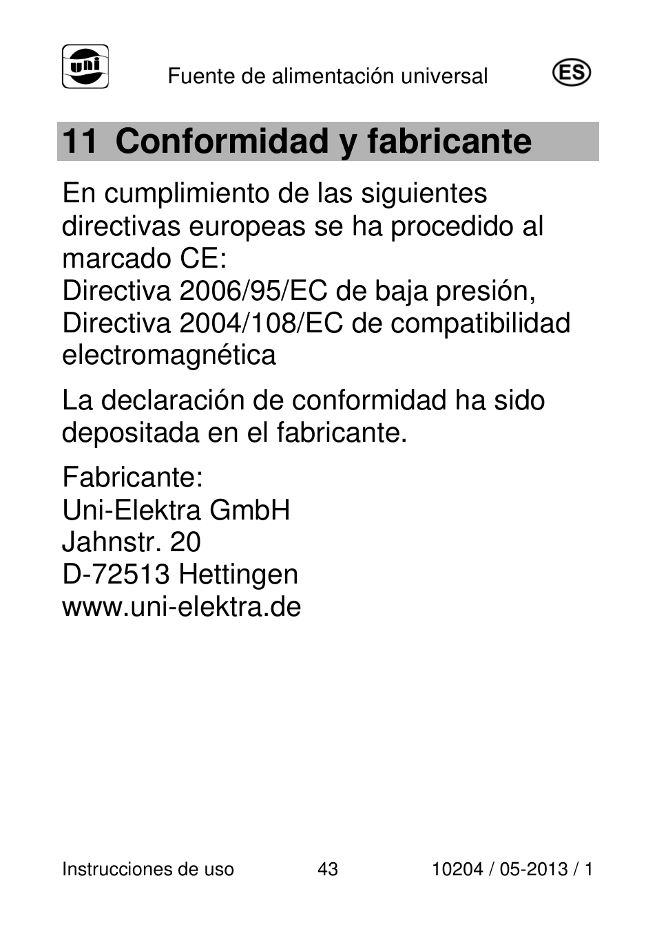 11 conformidad y fabricante | Powerfix Power Socket Switch User Manual | Page 43 / 108