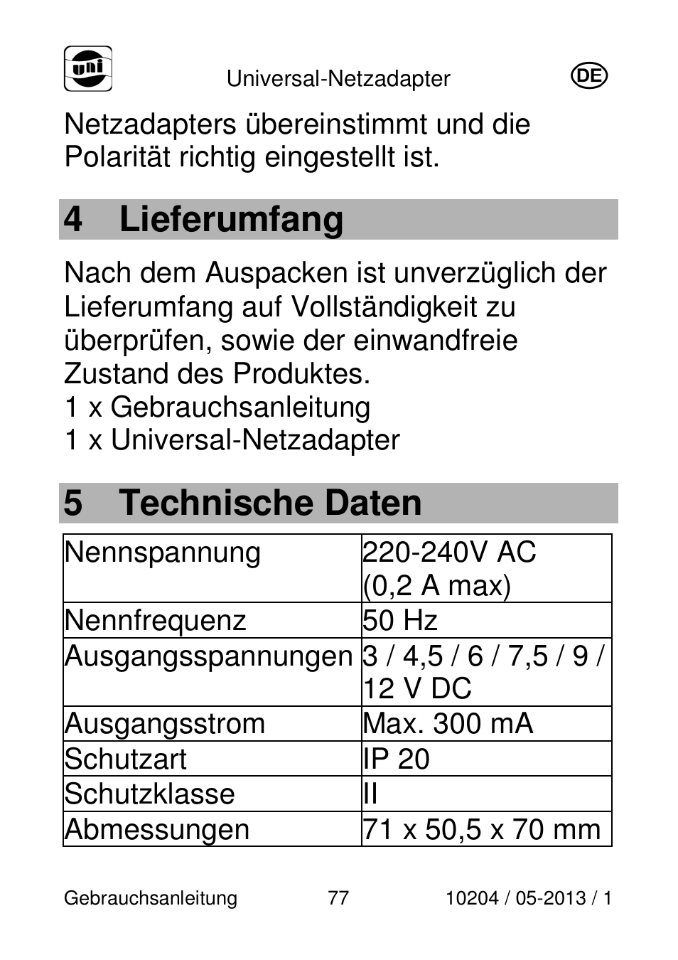 4 lieferumfang, 5 technische daten | Powerfix Power Socket Switch User Manual | Page 77 / 108