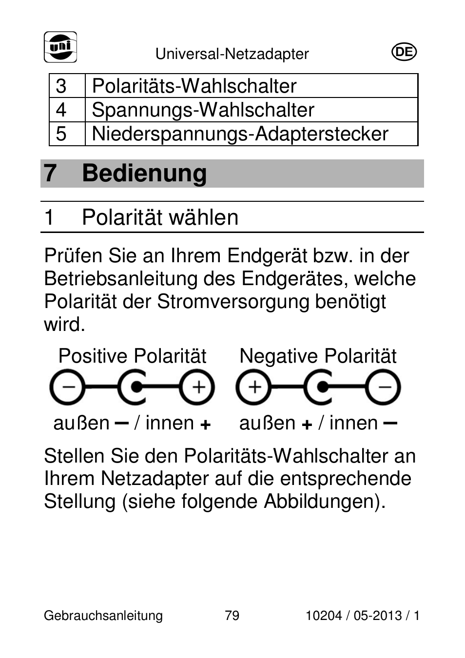 7 bedienung, 1 polarität wählen | Powerfix Power Socket Switch User Manual | Page 79 / 108