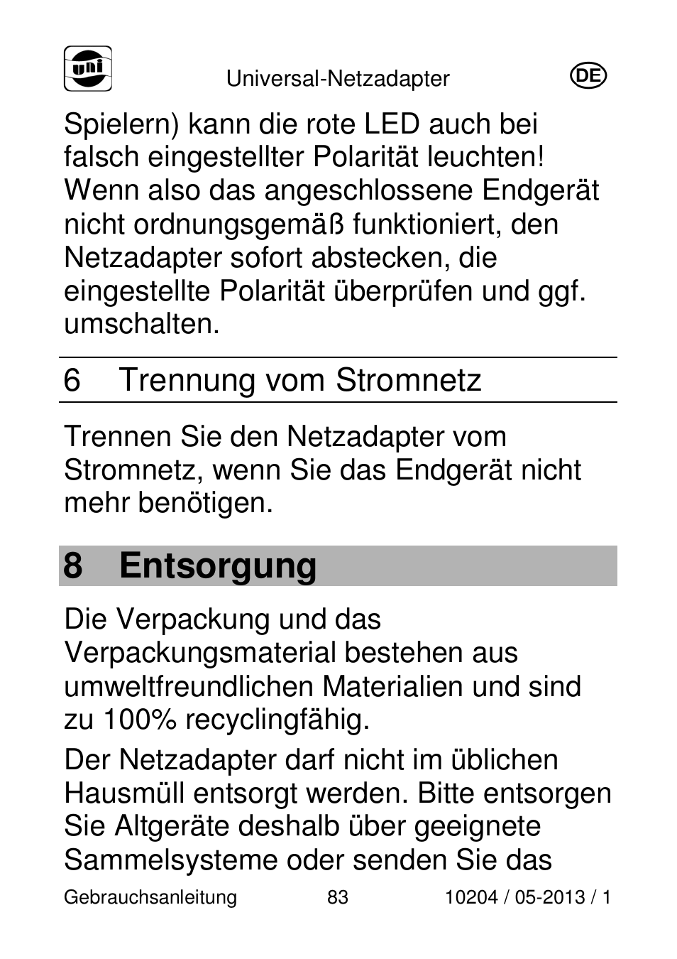 8 entsorgung, 6 trennung vom stromnetz | Powerfix Power Socket Switch User Manual | Page 83 / 108