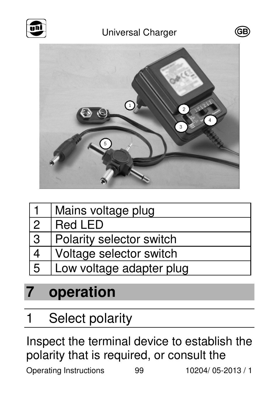 7 operation, 1 select polarity | Powerfix Power Socket Switch User Manual | Page 99 / 108