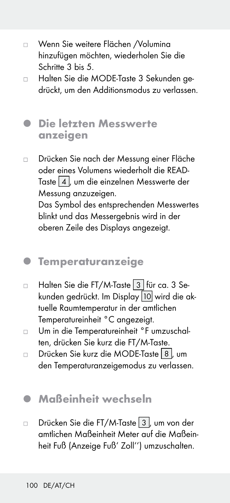 Die letzten messwerte anzeigen, Temperaturanzeige, Maßeinheit wechseln | Powerfix Z31697A User Manual | Page 100 / 104