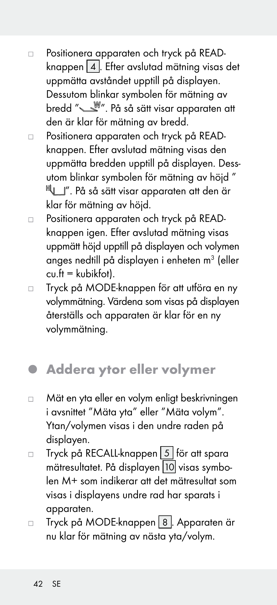 Addera ytor eller volymer | Powerfix Z31697A User Manual | Page 42 / 104