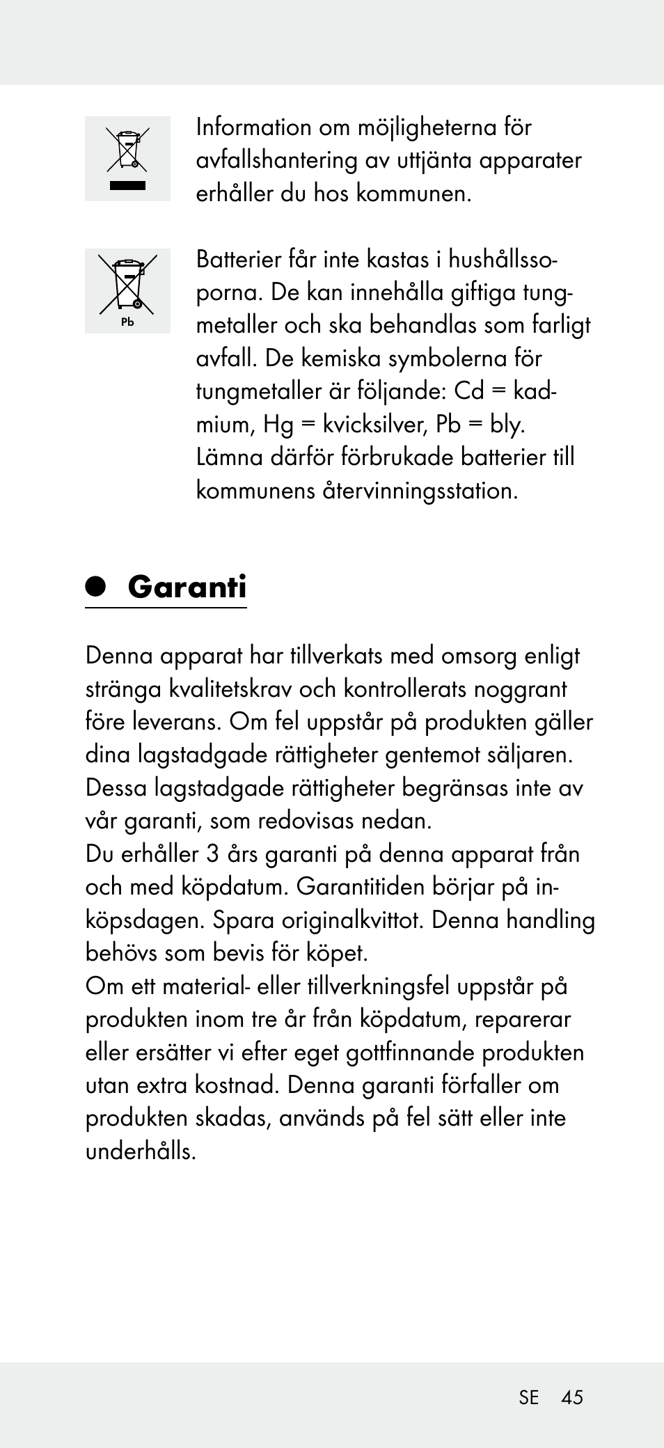 Garanti | Powerfix Z31697A User Manual | Page 45 / 104