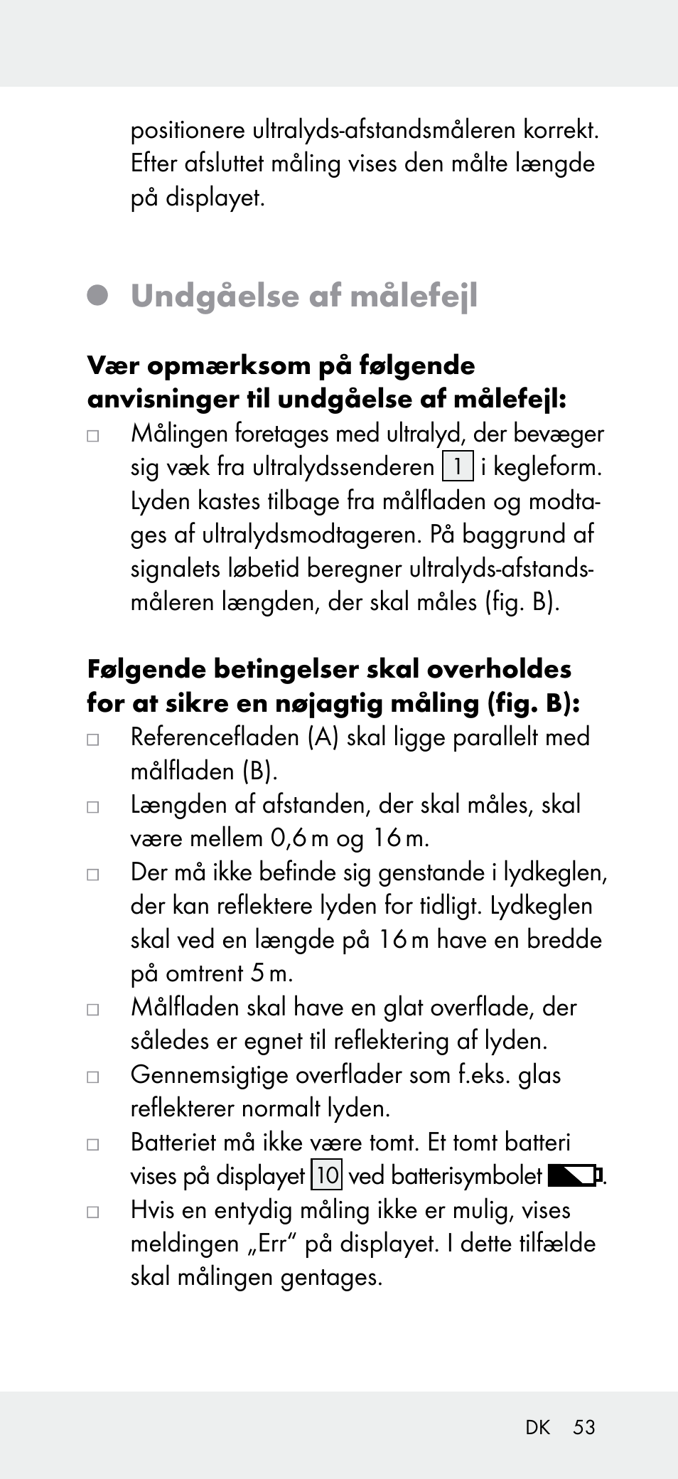 Undgåelse af målefejl | Powerfix Z31697A User Manual | Page 53 / 104