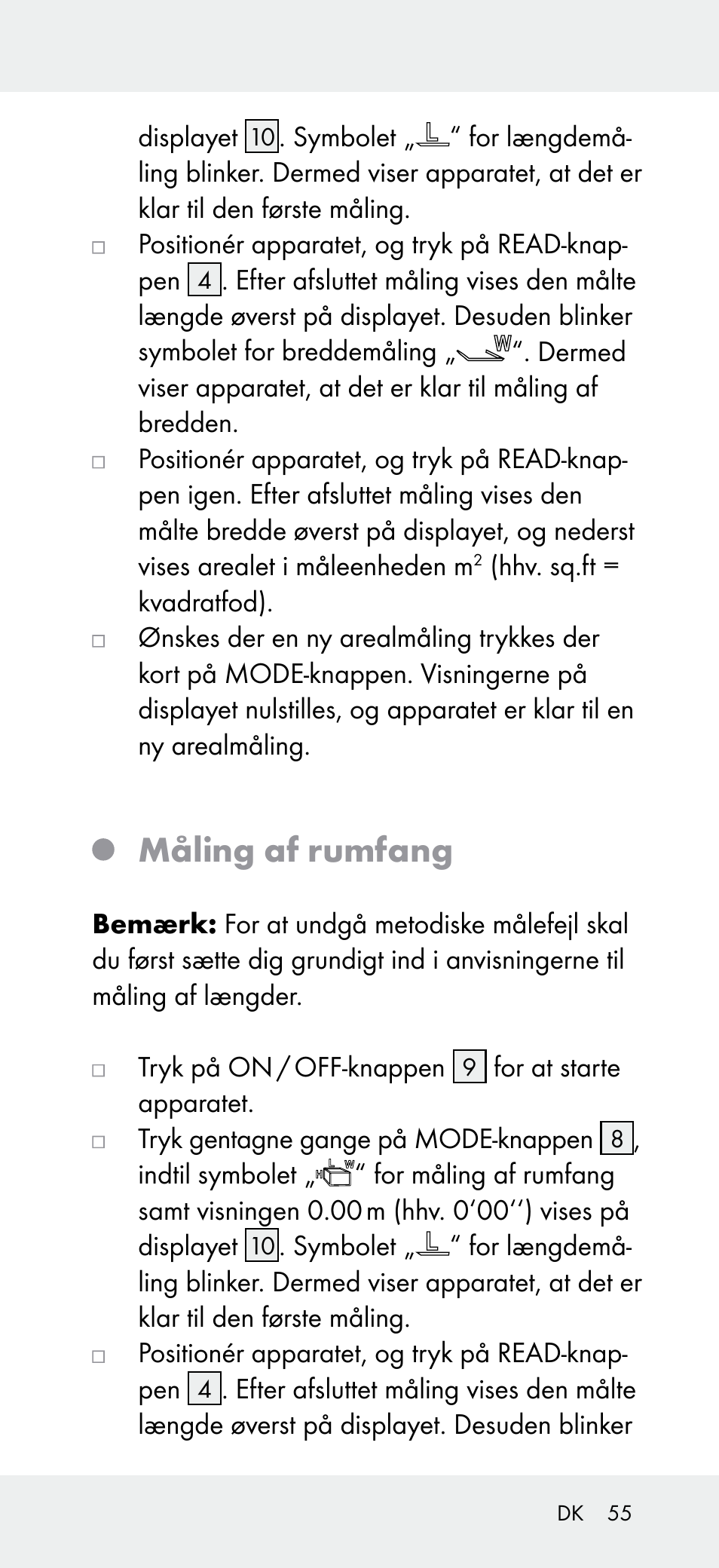 Måling af rumfang | Powerfix Z31697A User Manual | Page 55 / 104