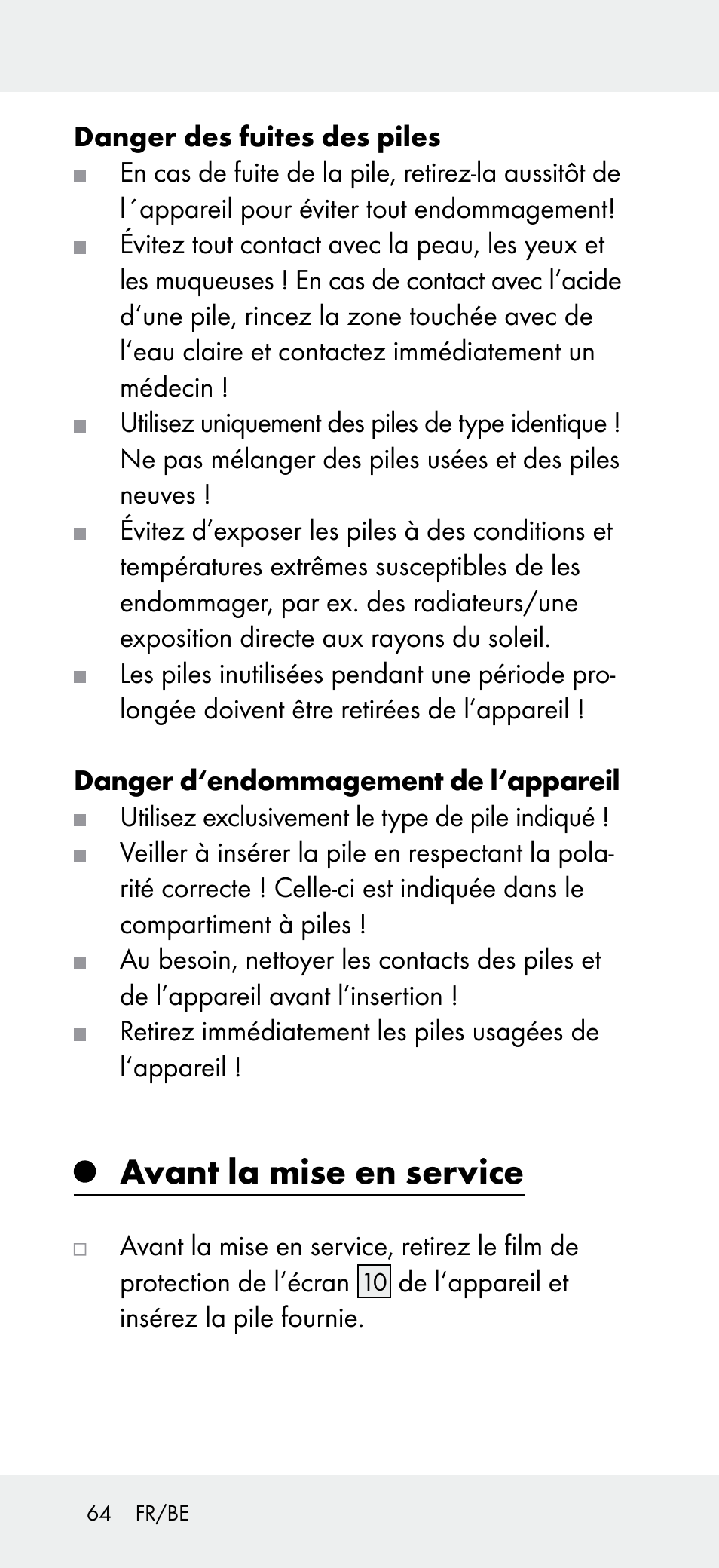 Avant la mise en service | Powerfix Z31697A User Manual | Page 64 / 104