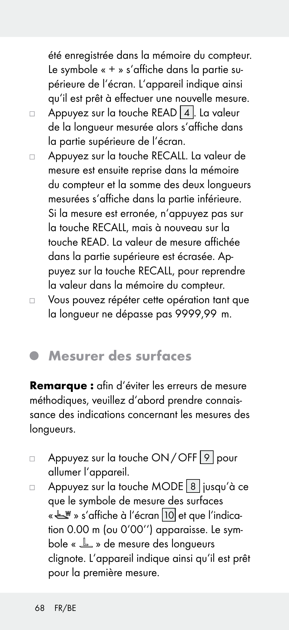 Mesurer des surfaces | Powerfix Z31697A User Manual | Page 68 / 104