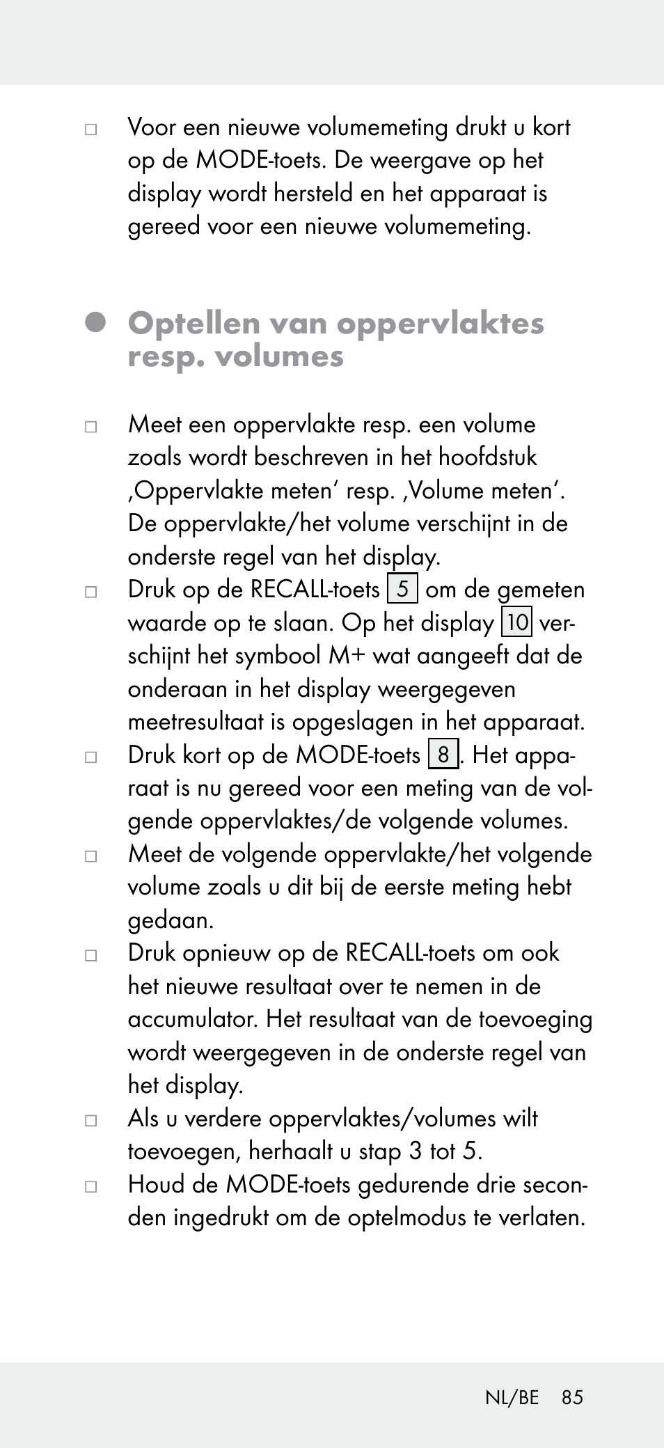 Optellen van oppervlaktes resp. volumes | Powerfix Z31697A User Manual | Page 85 / 104