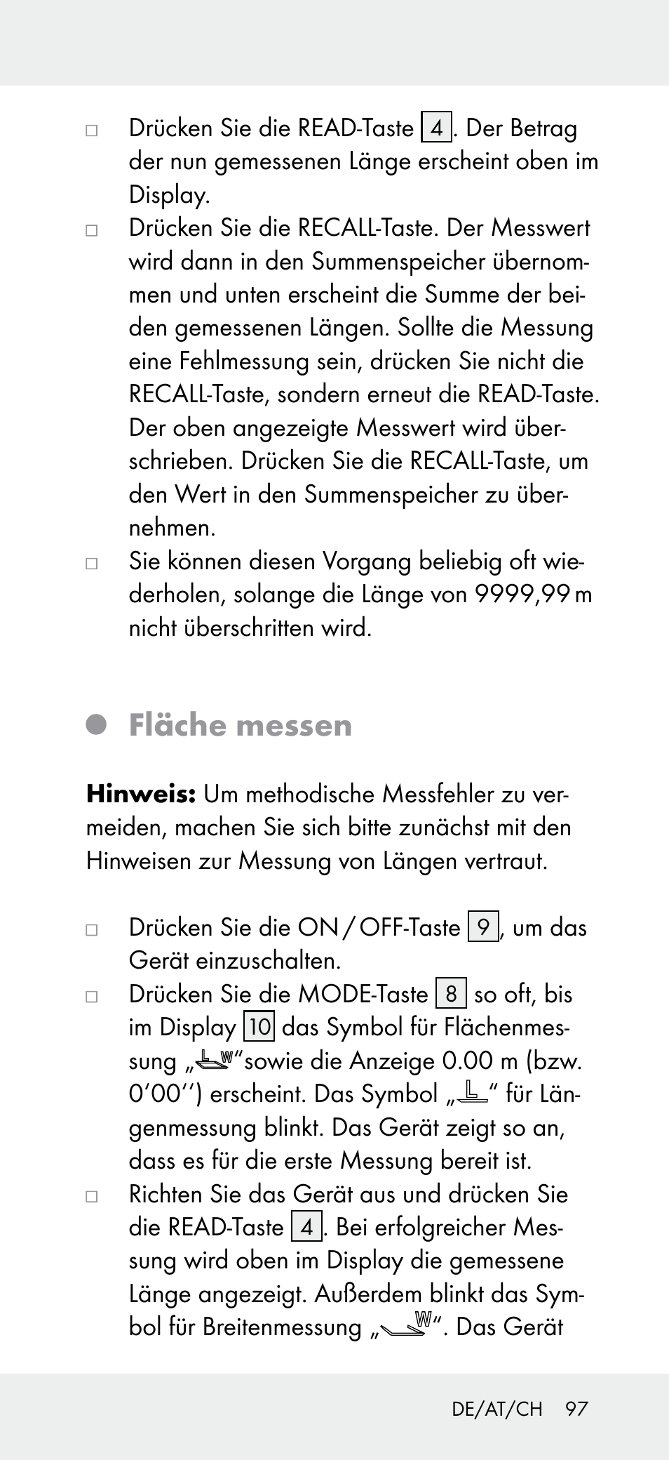 Fläche messen | Powerfix Z31697A User Manual | Page 97 / 104