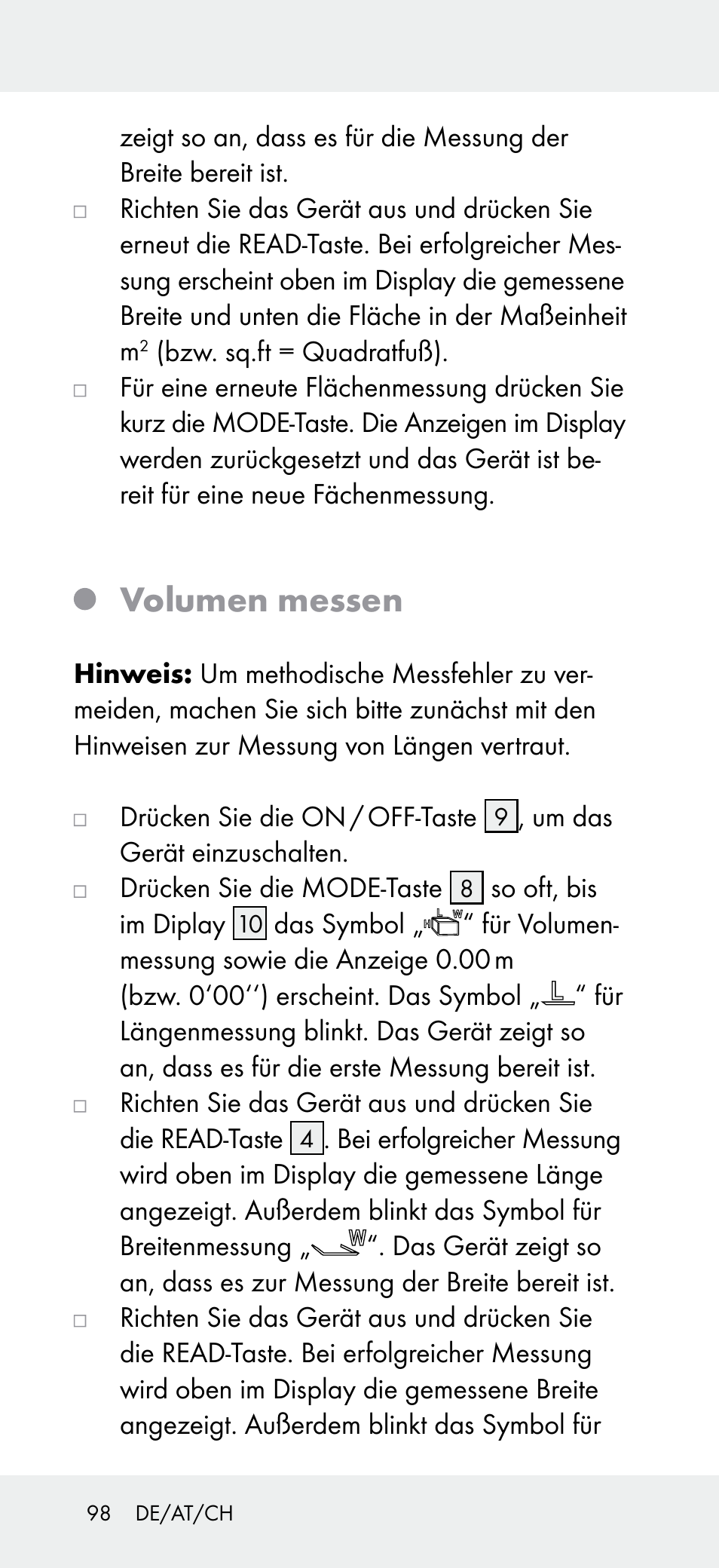 Volumen messen | Powerfix Z31697A User Manual | Page 98 / 104