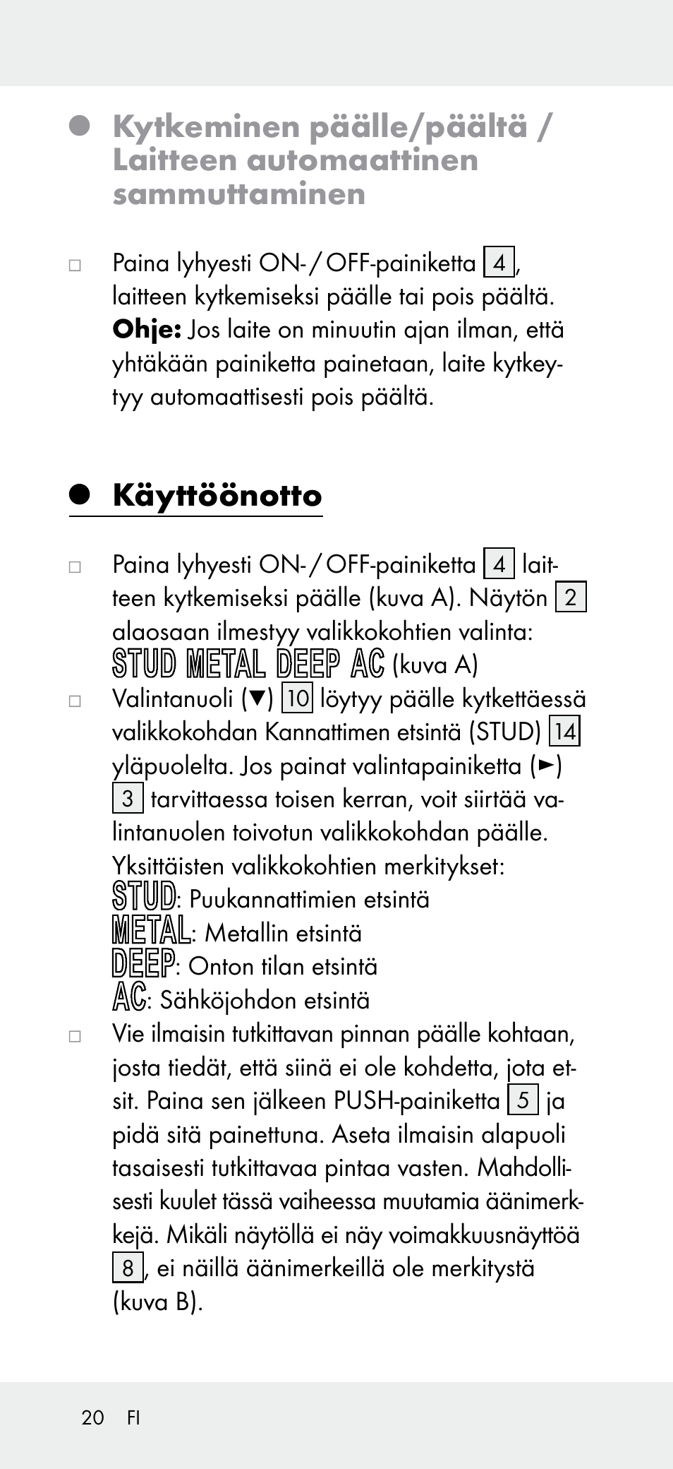 Käyttöönotto | Powerfix Z31697B User Manual | Page 20 / 72