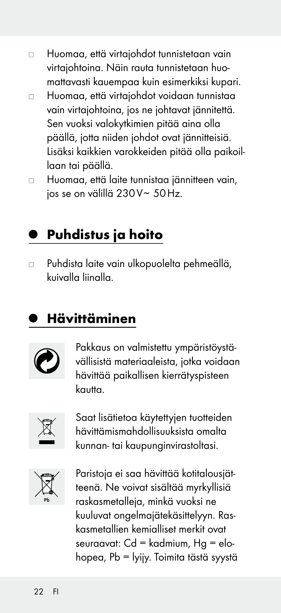 Puhdistus ja hoito, Hävittäminen | Powerfix Z31697B User Manual | Page 22 / 72