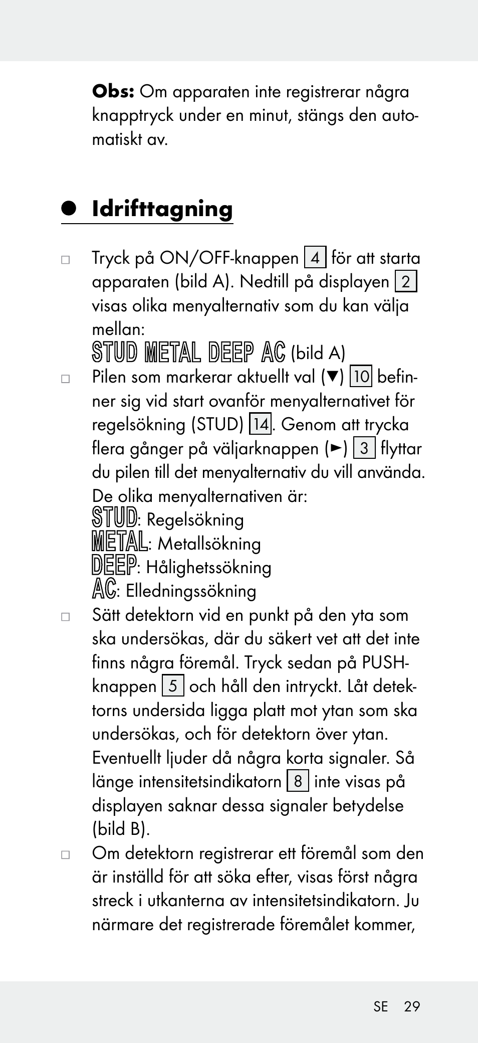 Idrifttagning | Powerfix Z31697B User Manual | Page 29 / 72